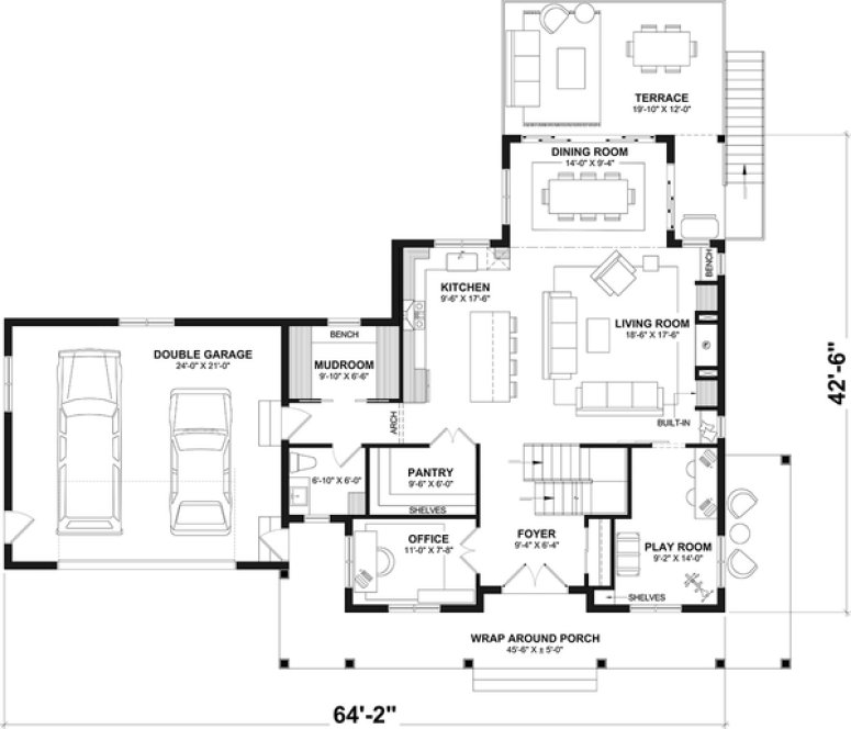 Main Floor Plan for House Plan #149573