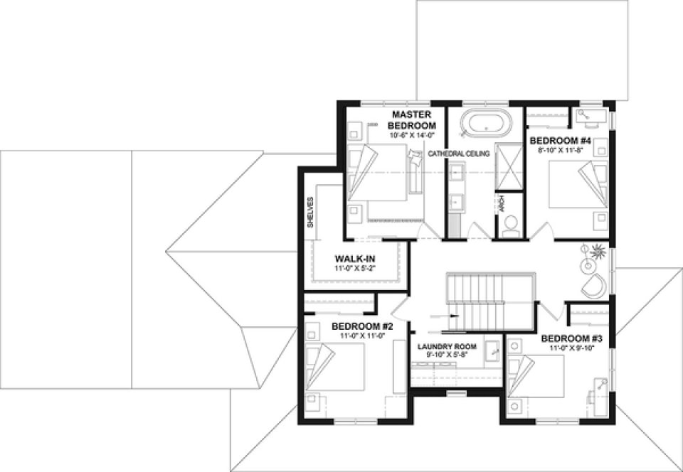 Second Floor Plan for House Plan #149573