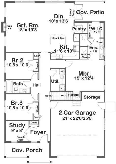 Main Floor Plan for House Plan #203062