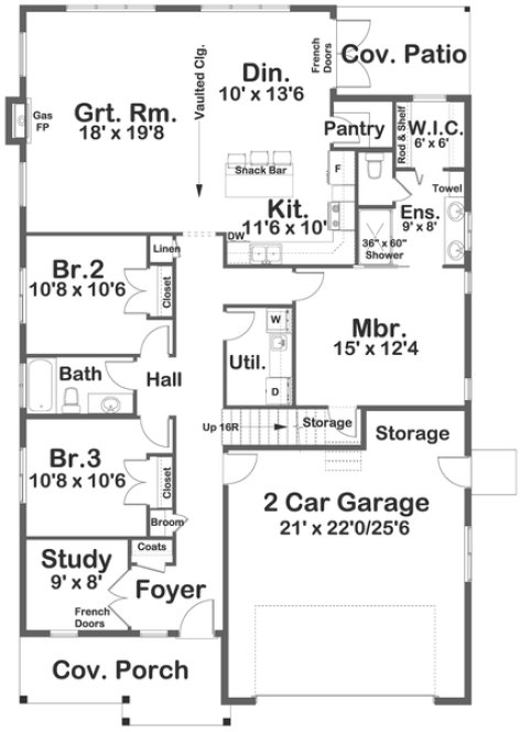 Main Floor Plan for House Plan #203062
