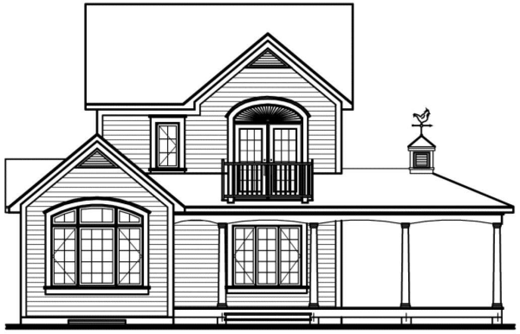 Rear Elevation for House Plan #142093