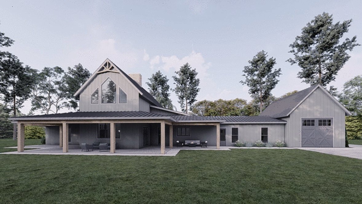 Rear Elevation for House Plan #319743