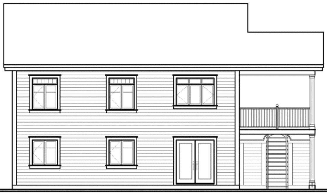 Rear Elevation for House Plan #145093