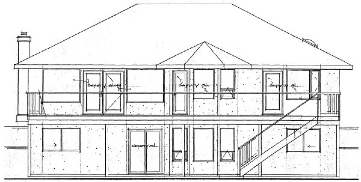 Rear Elevation for House Plan #201204