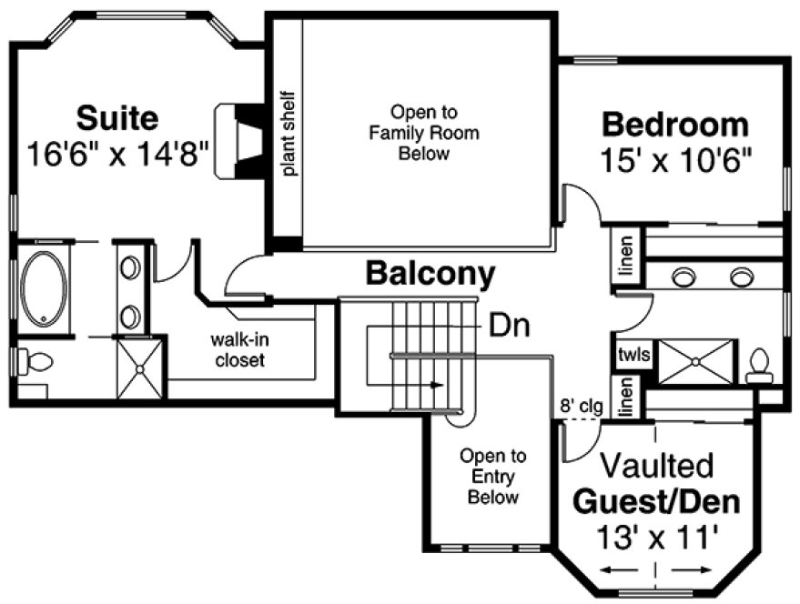 Second Floor Plan for House Plan #341923