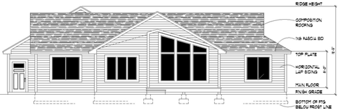 Rear Elevation for House Plan #801161