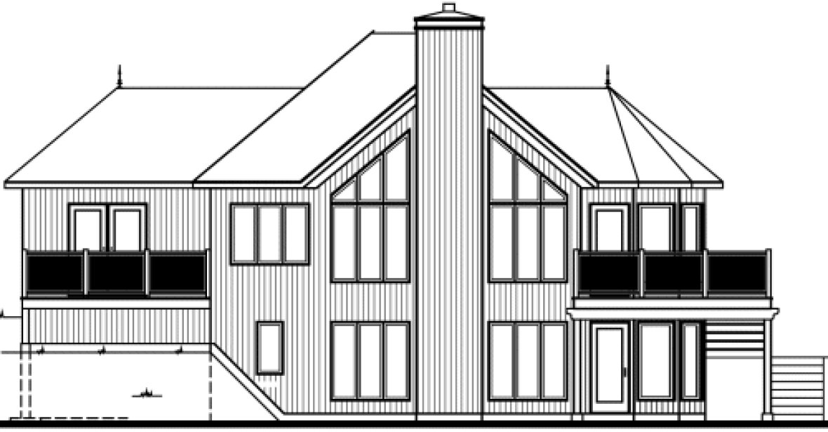 Rear Elevation for House Plan #149093
