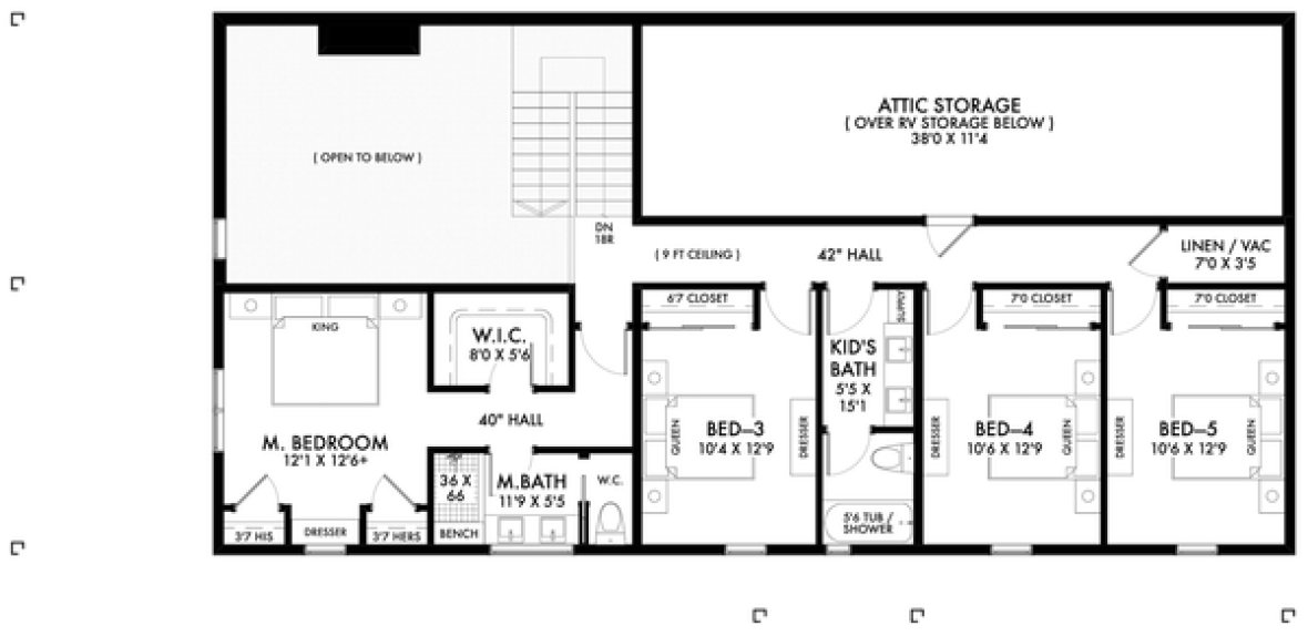 Second Floor Plan for House Plan #590432