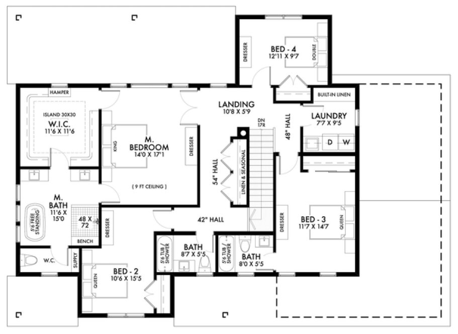 Second Floor Plan for House Plan #595992
