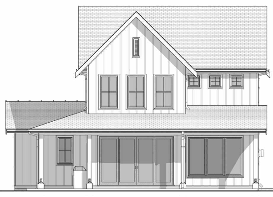 Rear Elevation for House Plan #592722