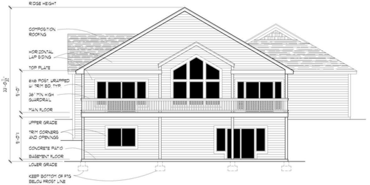 Rear Elevation for House Plan #804143