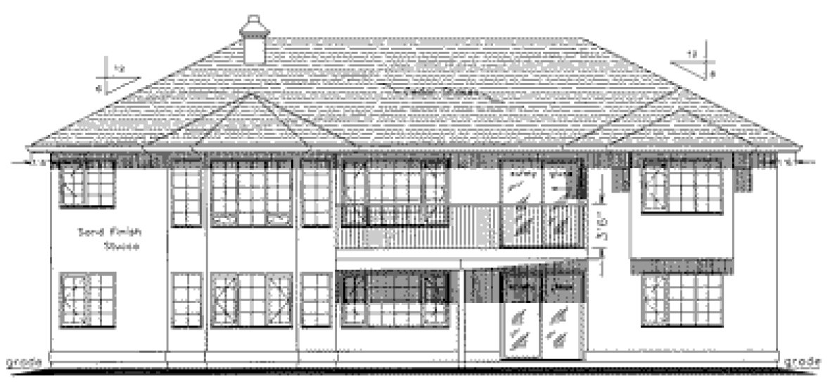 Rear Elevation for House Plan #131309