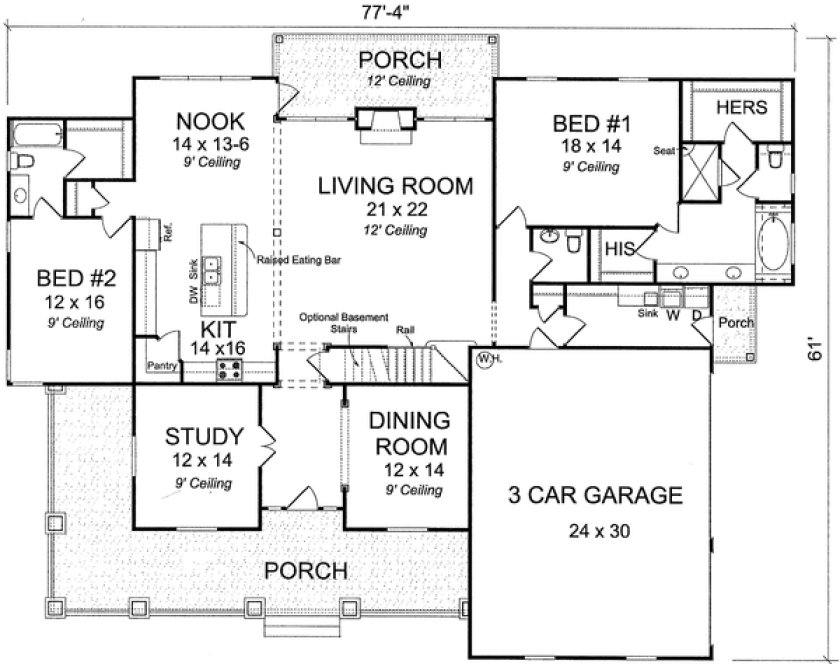 Main Floor Plan for House Plan #248003