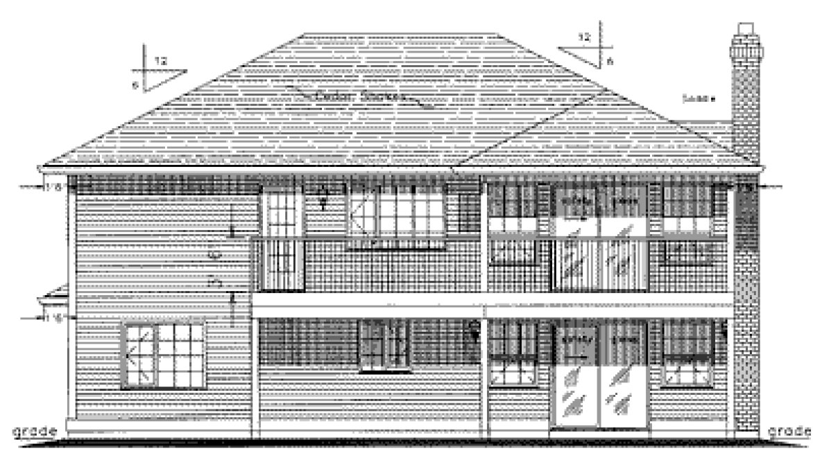 Rear Elevation for House Plan #133309