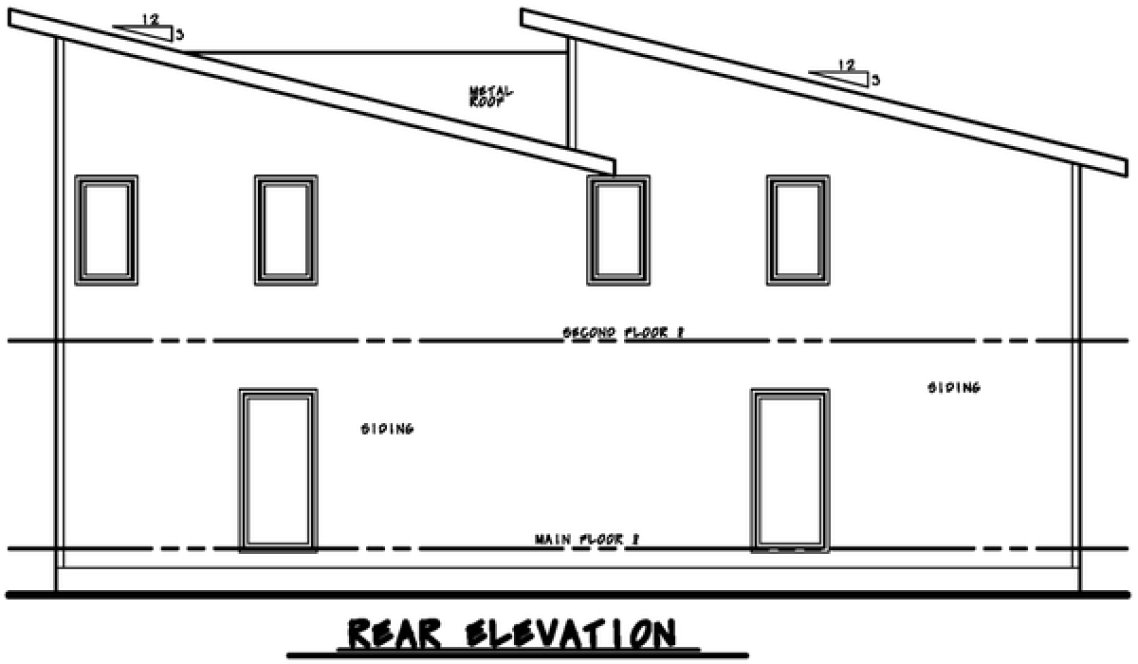 Rear Elevation for House Plan #155552