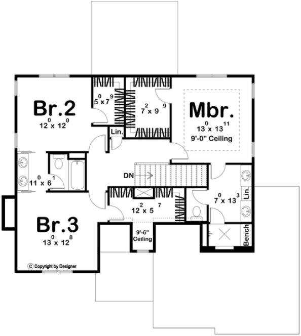 Second Floor Plan for House Plan #705891