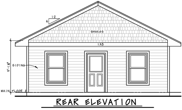 Rear Elevation for House Plan #150501