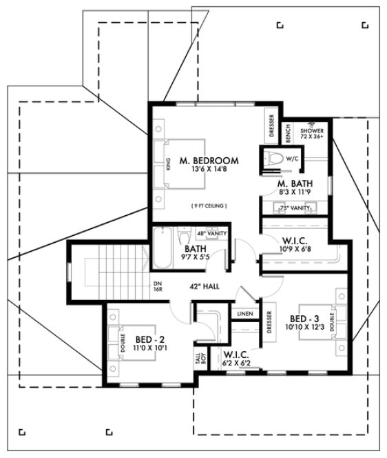 Second Floor Plan for House Plan #596222