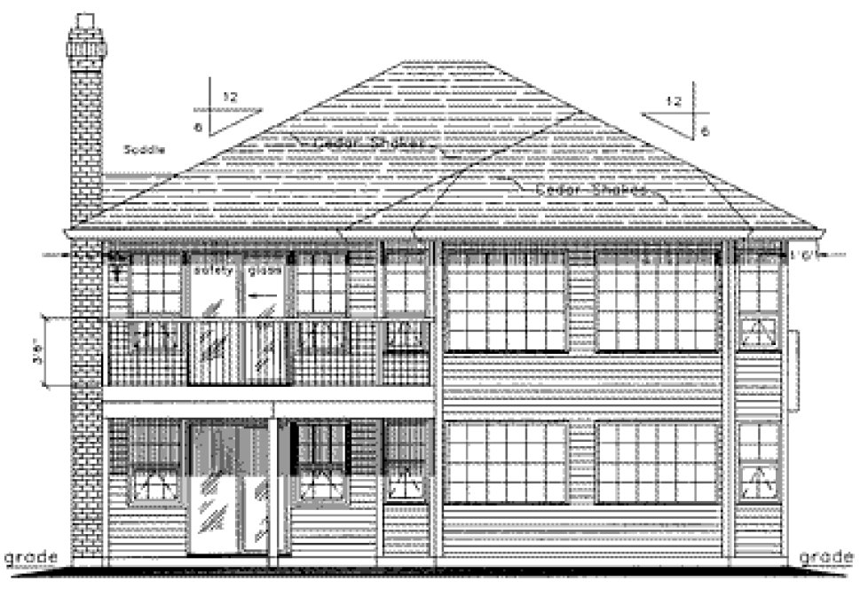 Rear Elevation for House Plan #135309