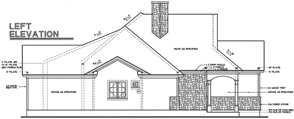 Left Elevation for House Plan #153022