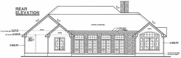 Rear Elevation for House Plan #153022