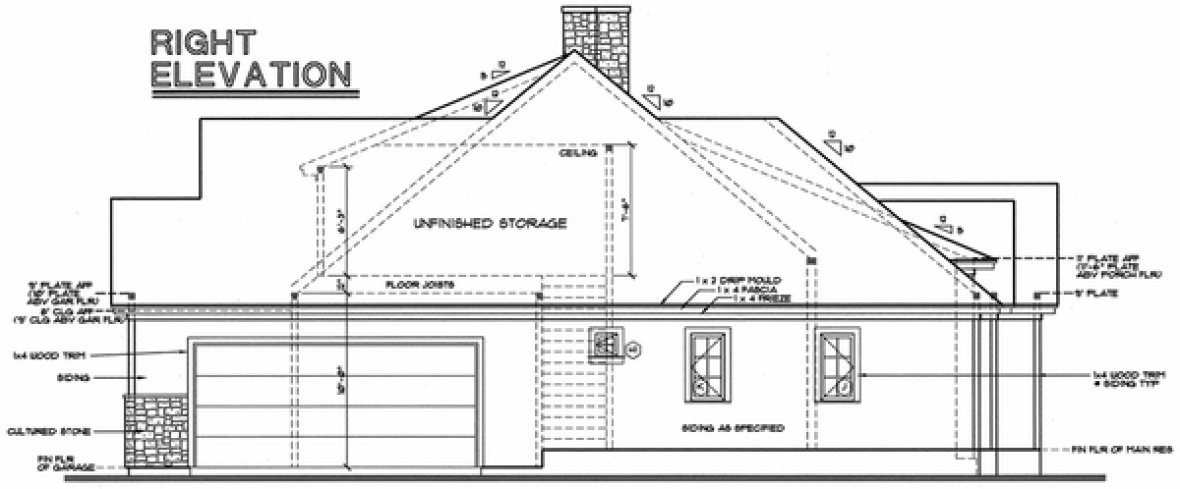 Right Elevation for House Plan #153022