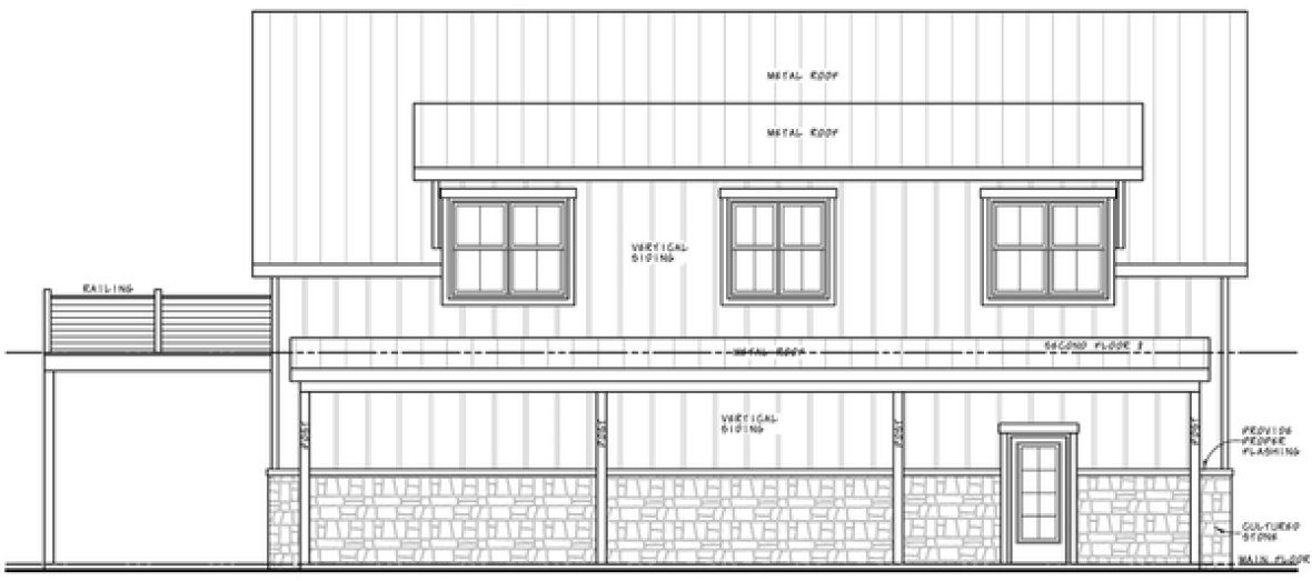 Rear Elevation for House Plan #155692
