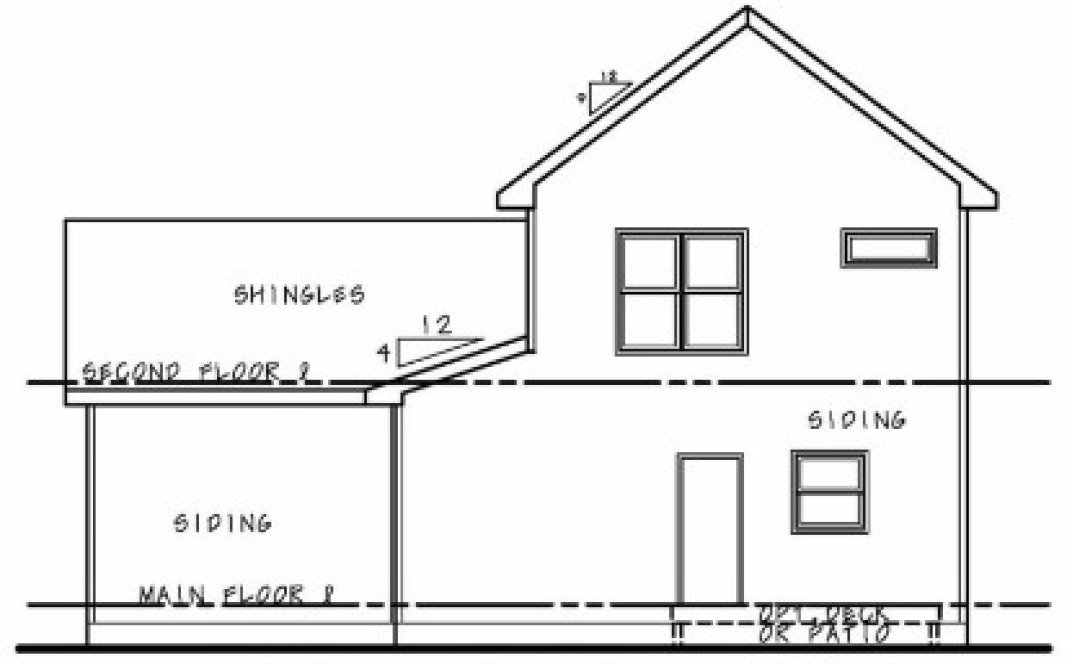 Rear Elevation for House Plan #151832