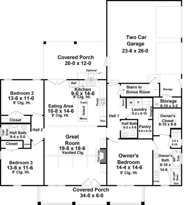 Main Floor Plan for House Plan #216281