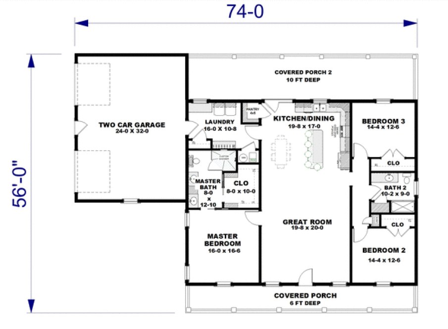 Main Floor Plan for House Plan #431002