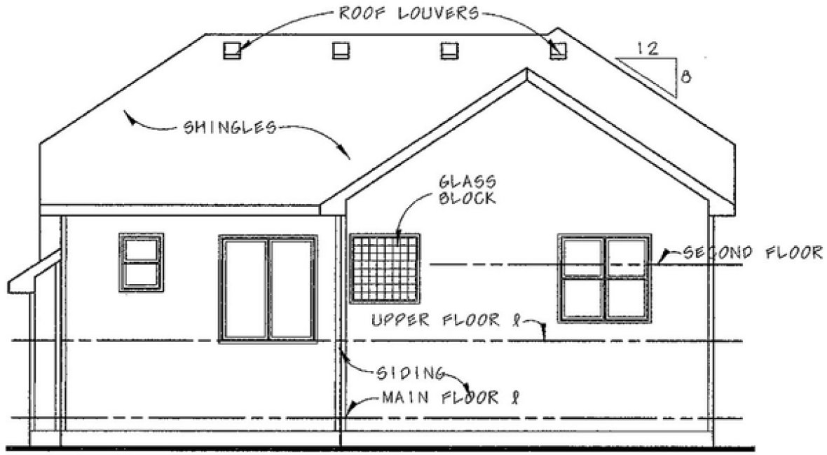Rear Elevation for House Plan #158361