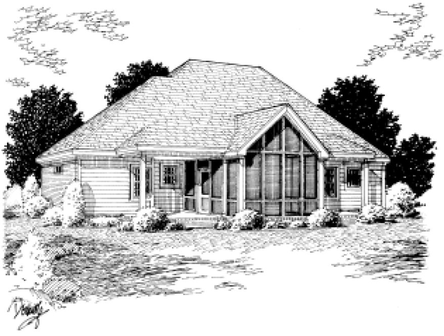 Rear Elevation for House Plan #244142