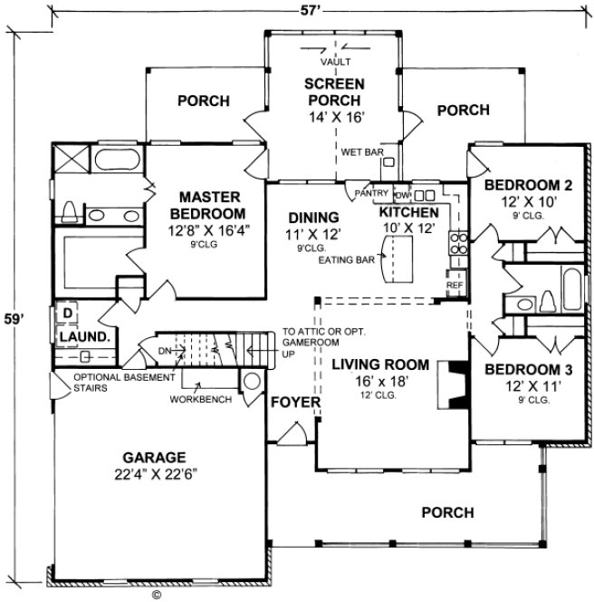 Main Floor Plan for House Plan #244142