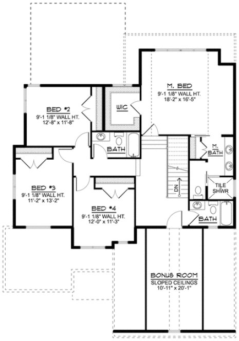 Second Floor Plan for House Plan #755303