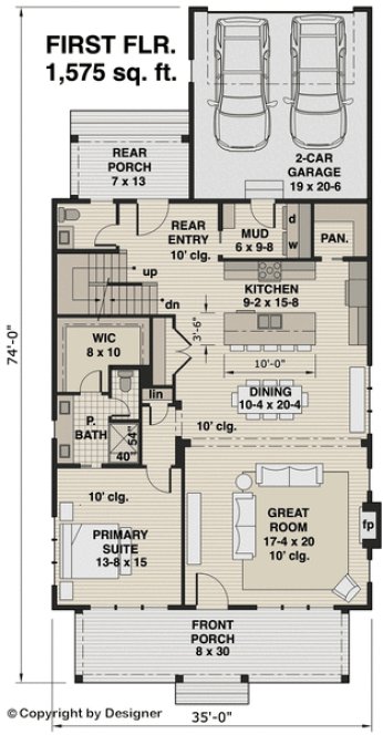 Main Floor Plan for House Plan #283042