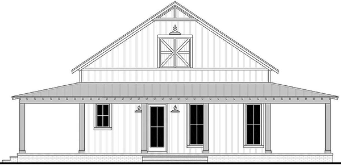 Rear Elevation for House Plan #308041