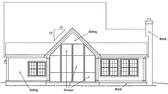 Rear Elevation for House Plan #246414