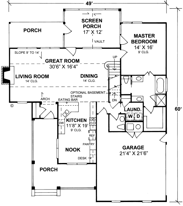 Main Floor Plan for House Plan #246414