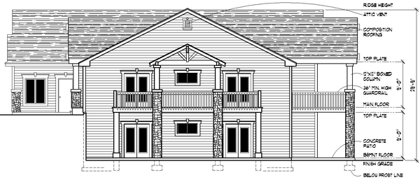 Rear Elevation for House Plan #809932