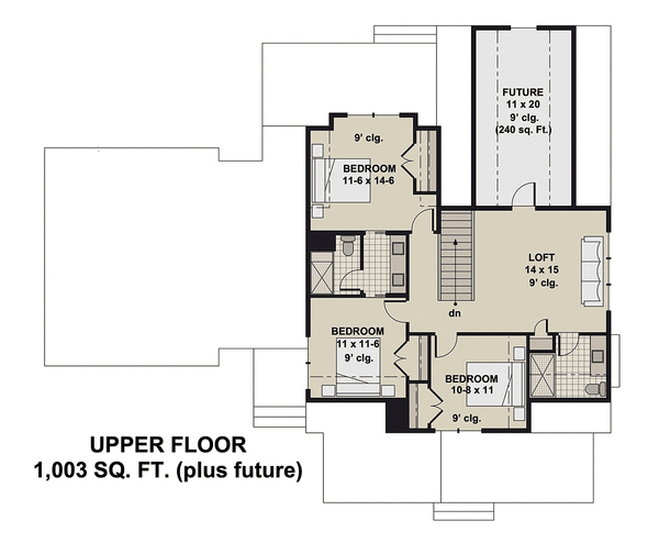 Second Floor Plan for House Plan #283372
