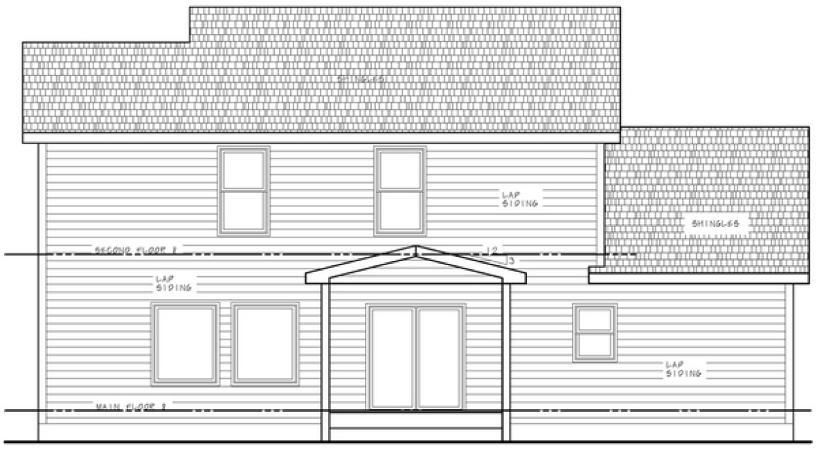 Rear Elevation for House Plan #153732