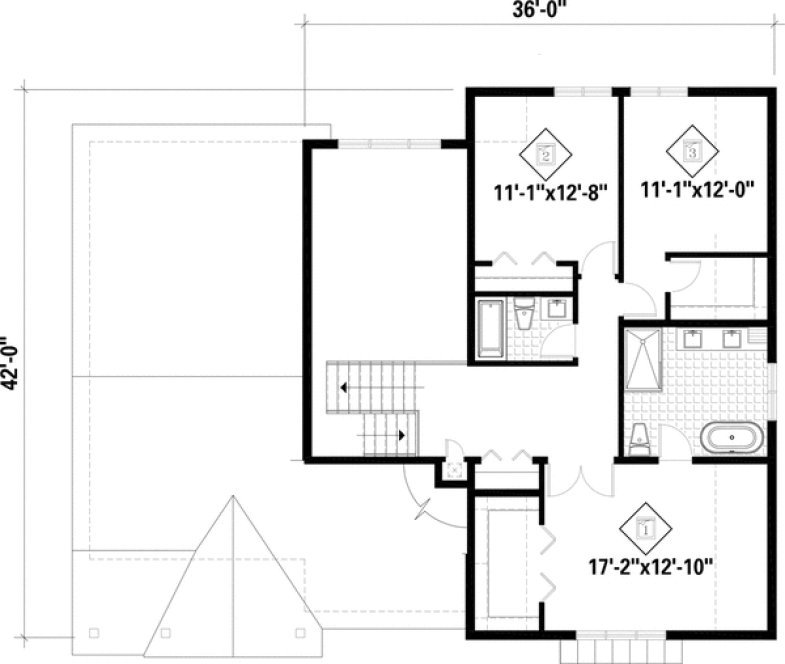 Second Floor Plan for House Plan #175402