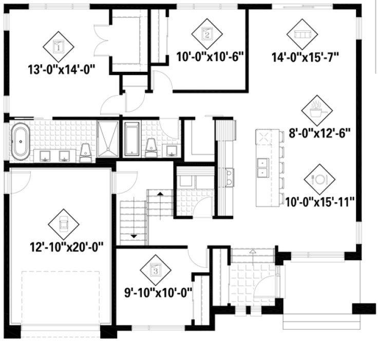 Main Floor Plan for House Plan #174351