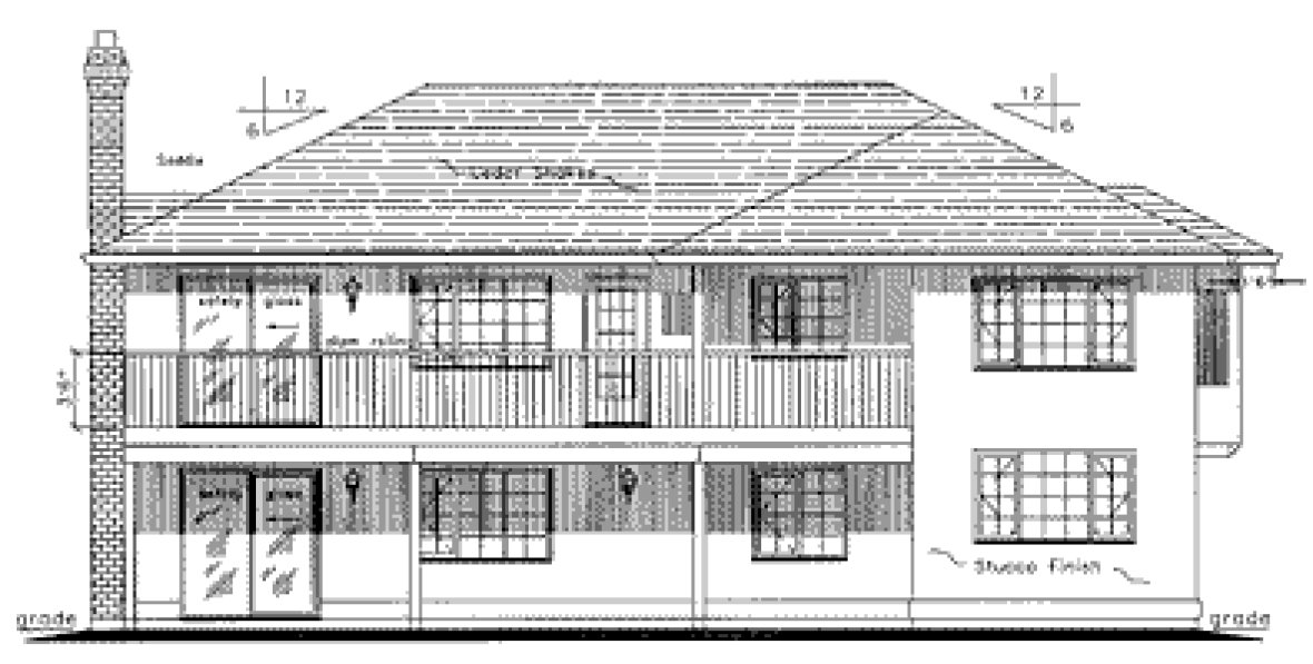 Rear Elevation for House Plan #137309