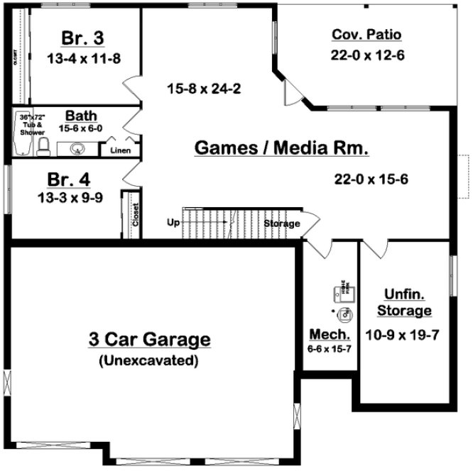 Basement Plan for House Plan #203134
