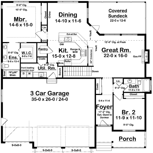 Main Floor Plan for House Plan #203134