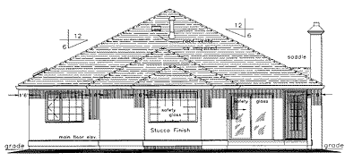 Rear Elevation for House Plan #134119