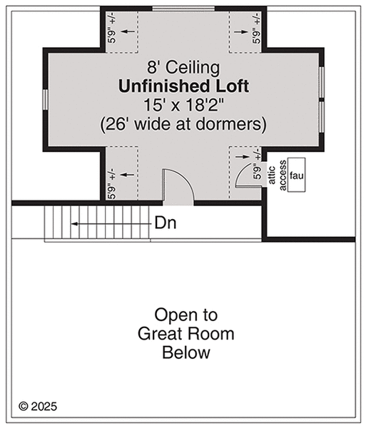 Attic Plan for House Plan #340631