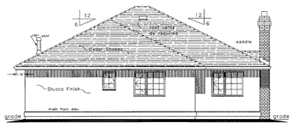 Rear Elevation for House Plan #130219