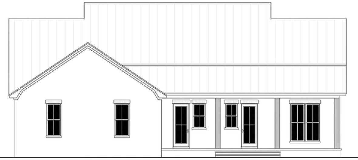 Rear Elevation for House Plan #303143